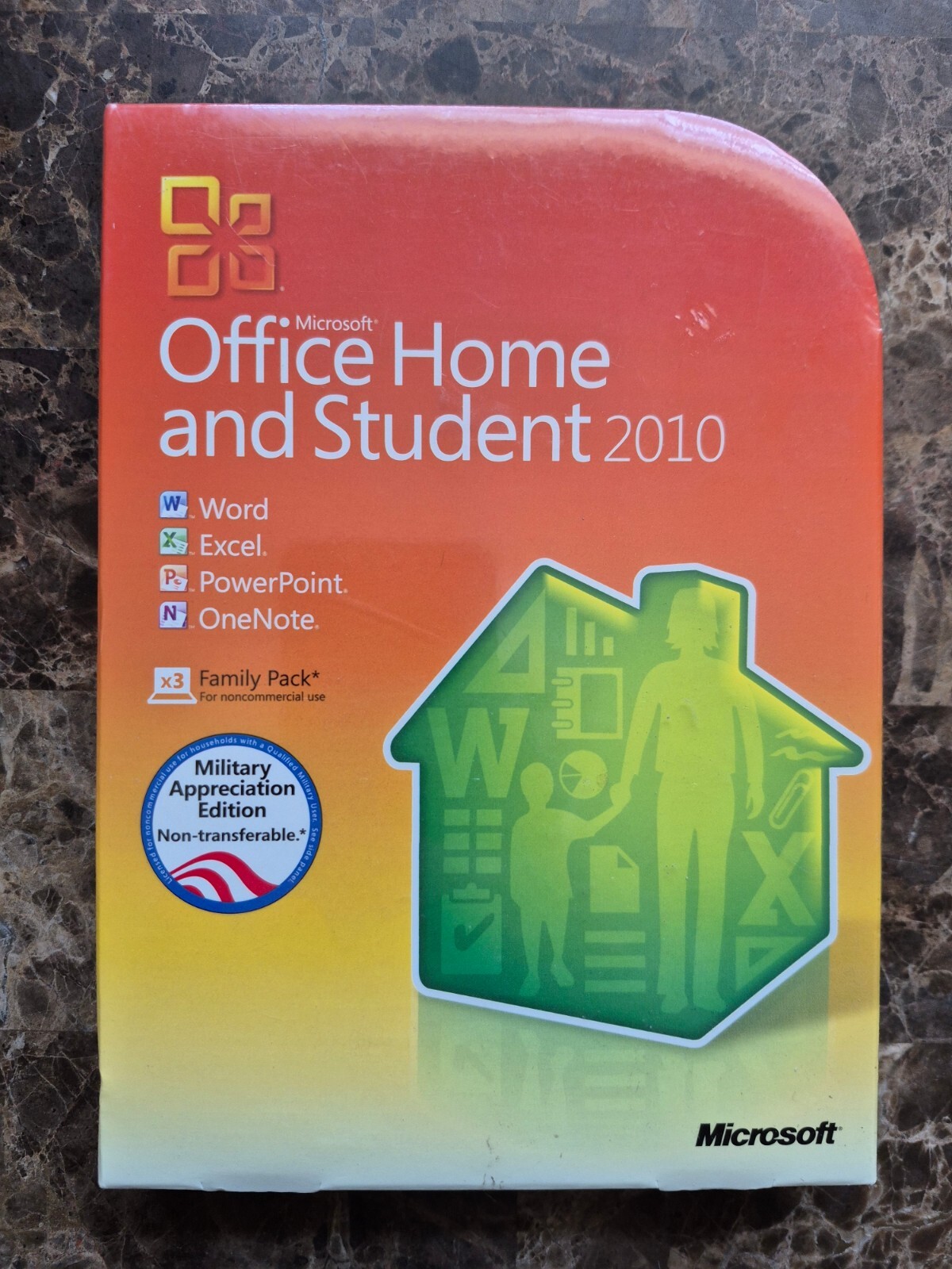 NEW SEALED Microsoft Office Home and Student 2010 for 3 PCs Military Edition