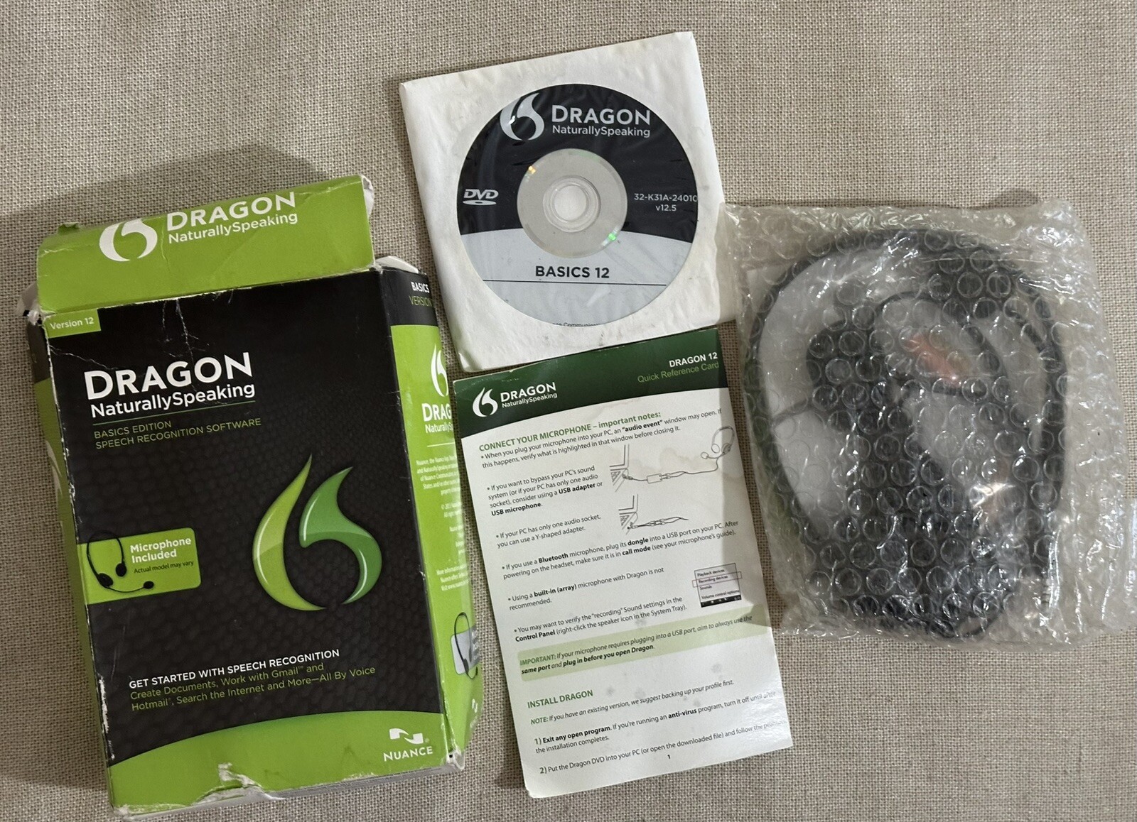 Nuance Dragon Naturally Speaking Basics – Version 12 (DVD, 2013 1-Disc) Open Box