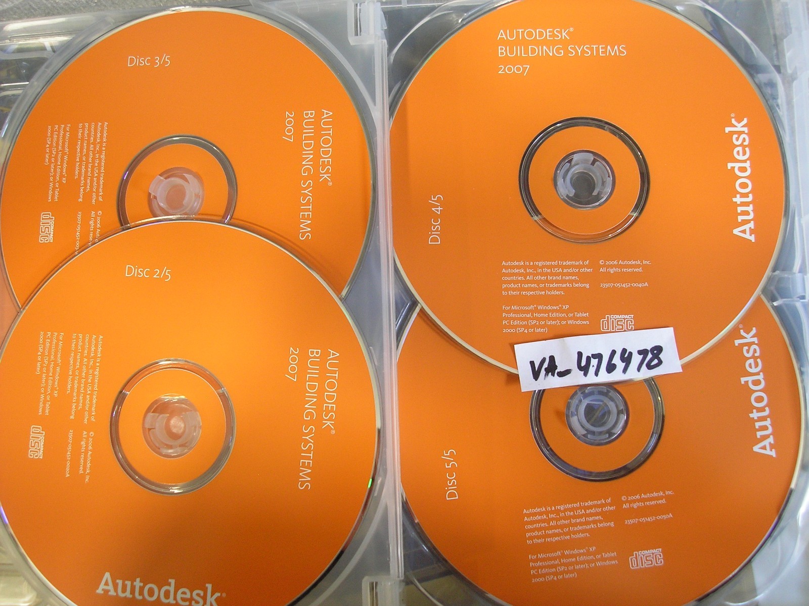 AutoDesk Building Systems 2007 Software 5 Disc s w / Manual / Serial Number