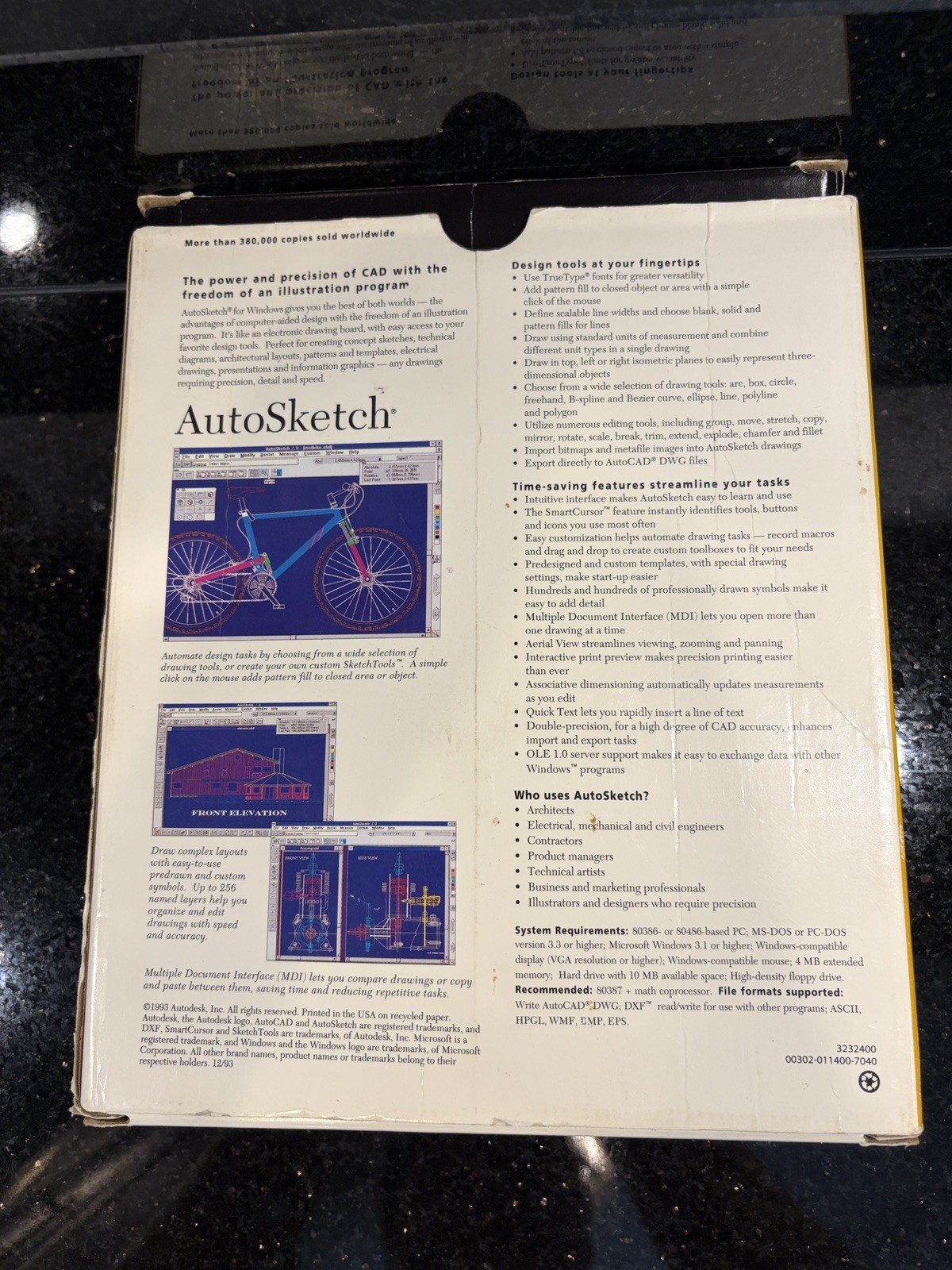 Rare Autodesk Autosketch CAD for Windows Original Software 3.5″ Floppy Disk 1994