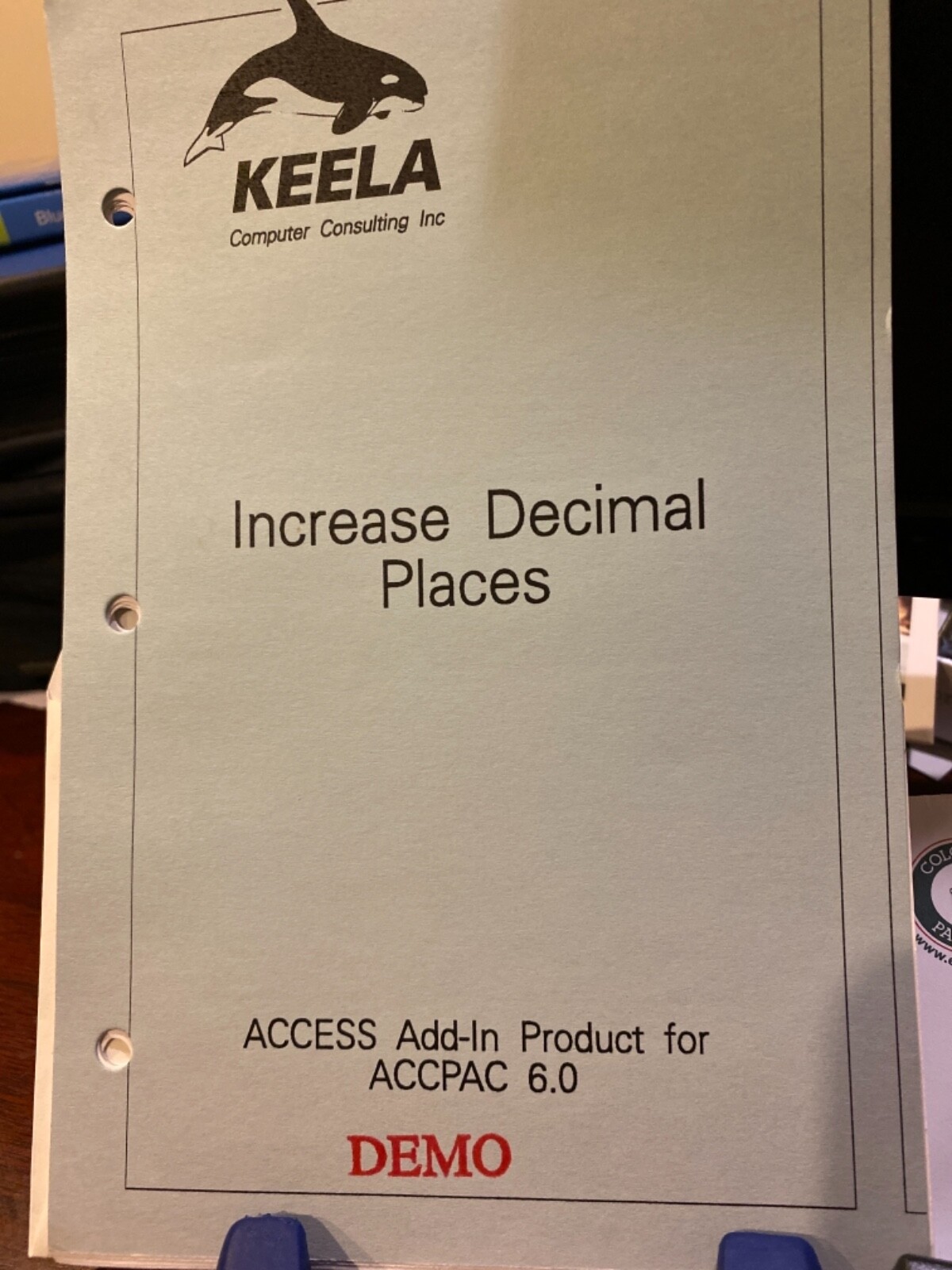 $1995 Accpac Plus Accounting Companion Product. Increase Decimal Places. NFR.