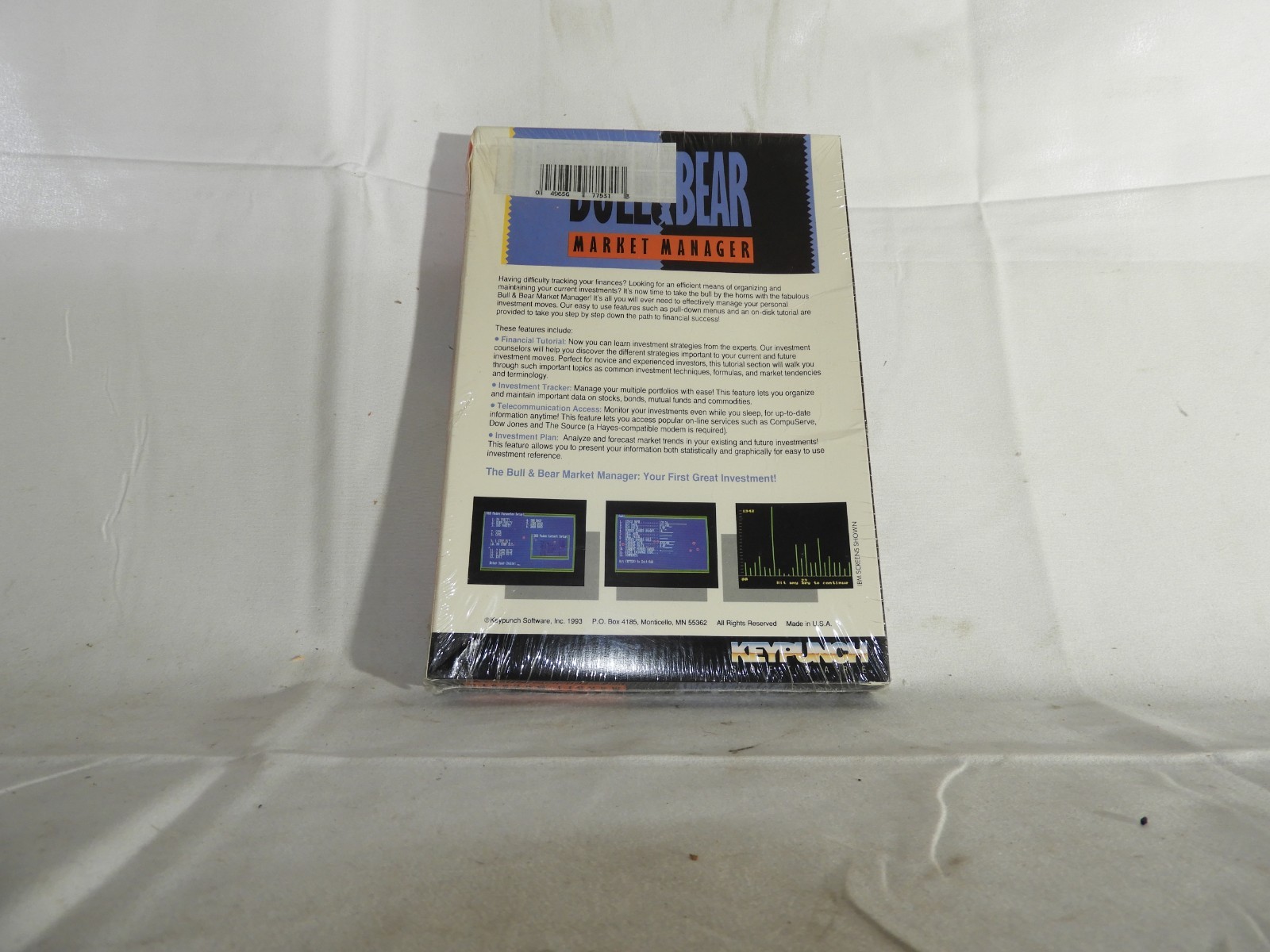 NIB Sealed Bull & Bear Market Manager Keypunch Software 1989 5.25″ Floppy