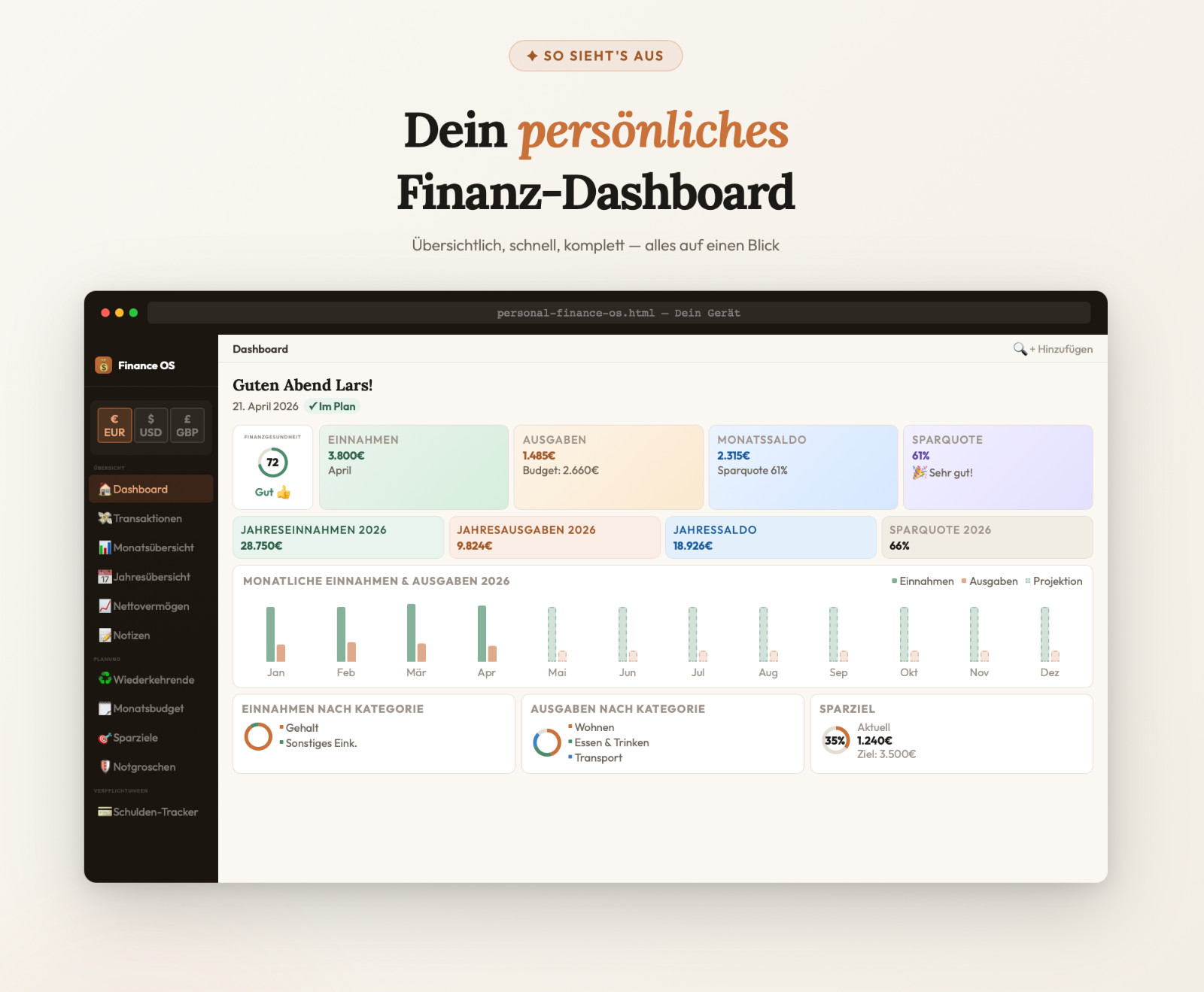Personal Finance OS English | All-in-One Financial Tool, Budget Planner, Savings Goals