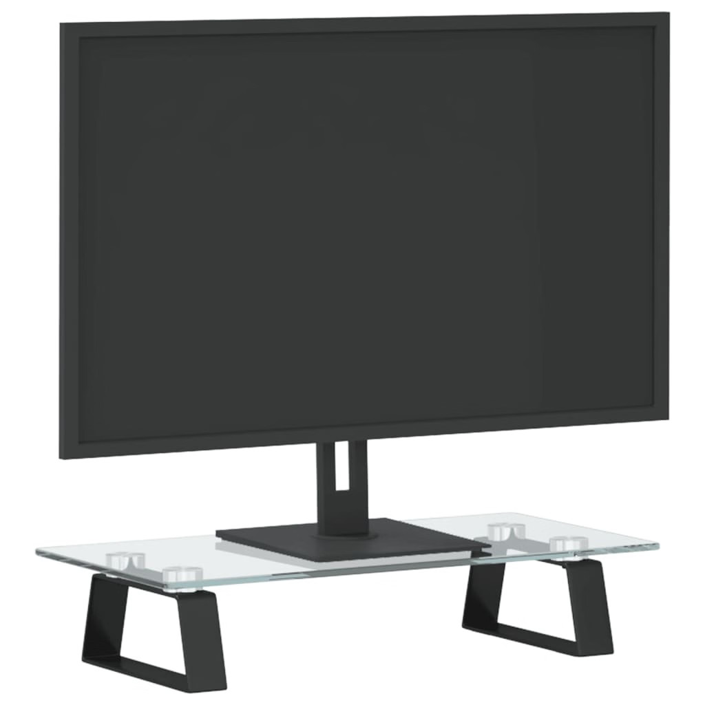 Monitor Stand Black 15.7″x7.9″x3.1″ Tempered Glass and Metal