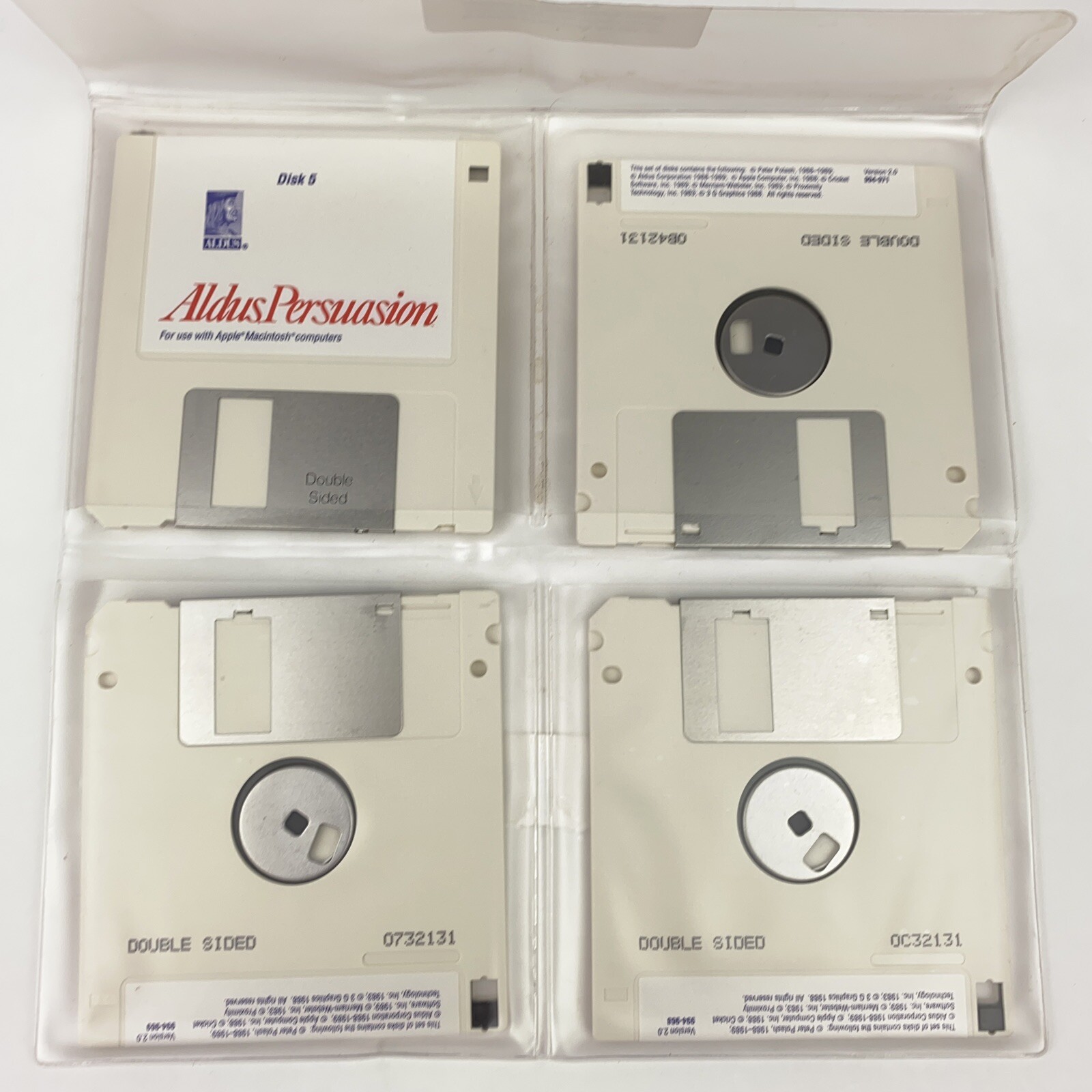 Vintage 1990 Aldus PageMaker/Persuasion Macintosh Software 3.5″ Floppy Disks