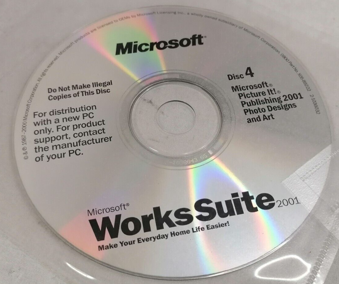 Vintage Microsoft WorksSuite 2001 Disc Set 1-6 P/N: X05-89208