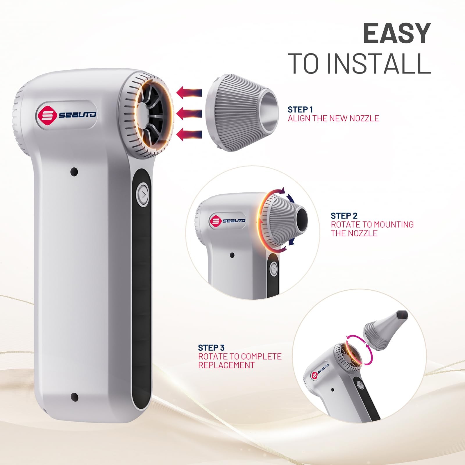Seauto Compressed Air Duster Ergonomic Design 250000 Rpm Compressed Canned Air