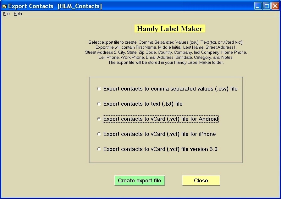 Software prints mailing labels. Home/Office Mass mailing, mail list Address book