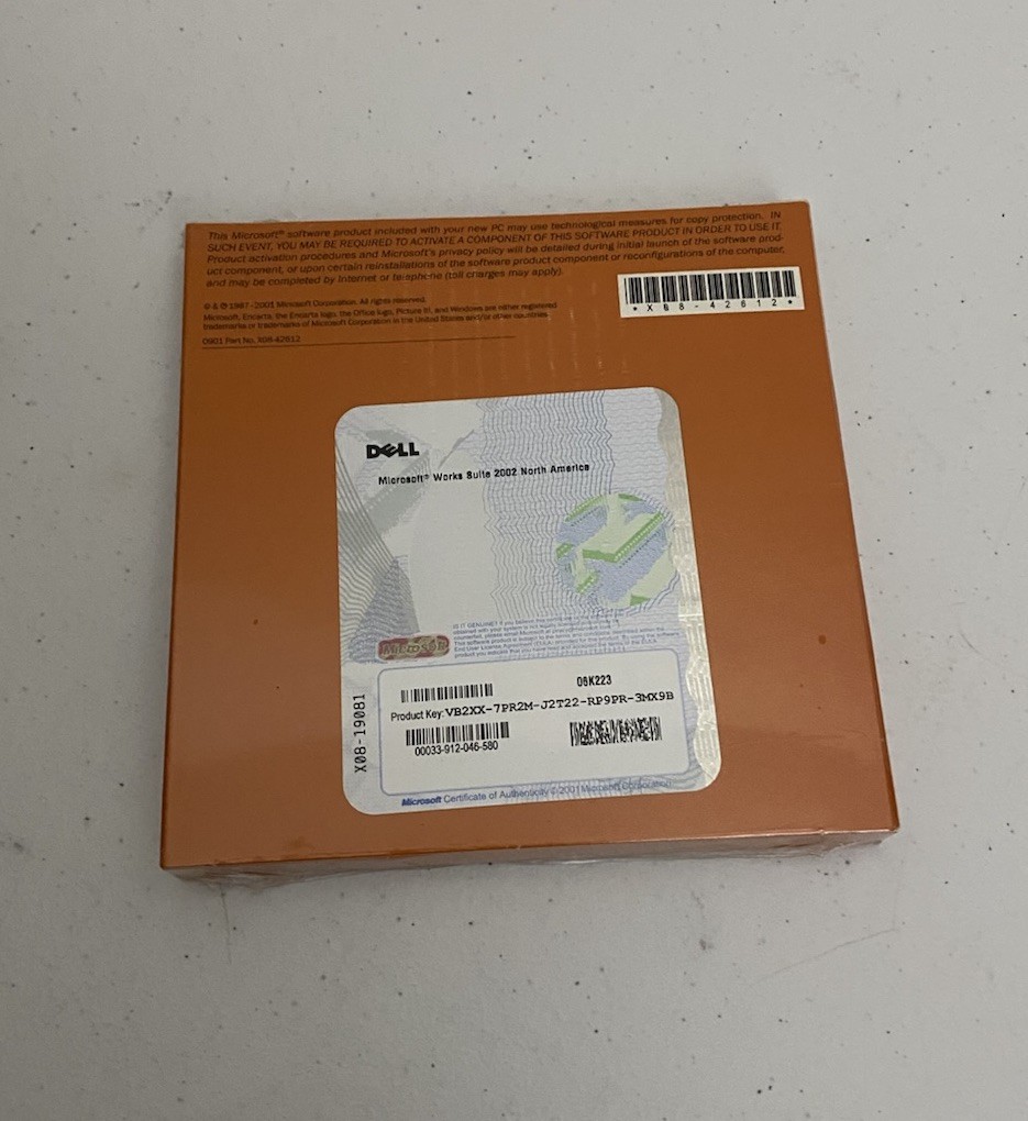 Microsoft Works Suite 2002 Software CD with Product Key ~ Brand New Sealed