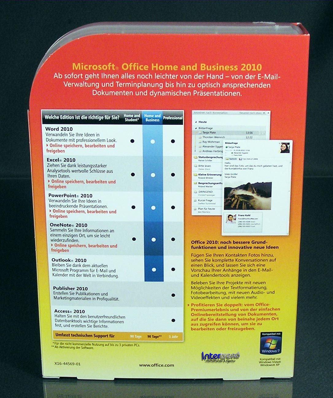 Microsoft Office Home and Business 2010 Full Version Box + DVD German Original Packaging NEW