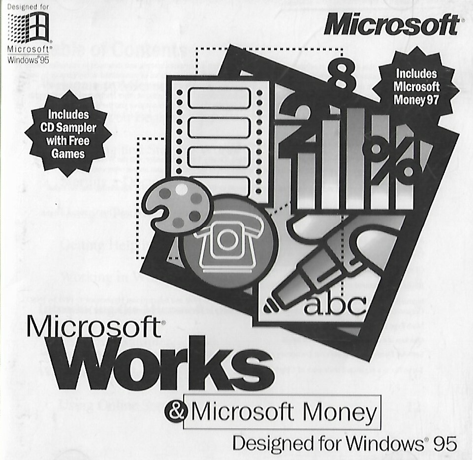 Microsoft Works & Money 97 with Games Sampler Word Windows PC CD-ROM (1996)