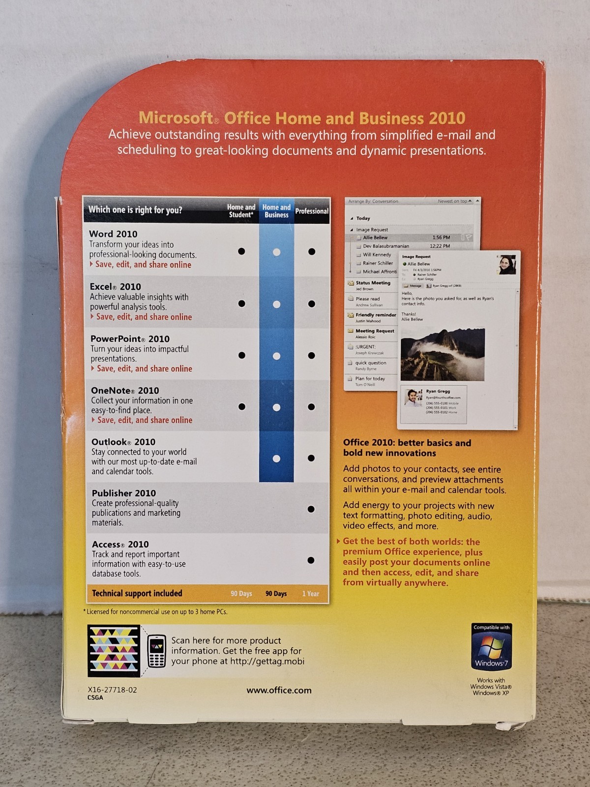 Microsoft Office Home and Business 2010 / Full Retail T5D-00417 / Genuine Key
