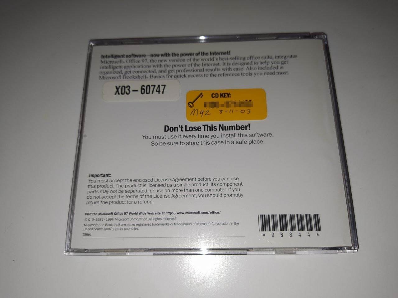 Microsoft Office 97 Professional Edition CD for Windows 95 98 NT WITH KEY TESTED
