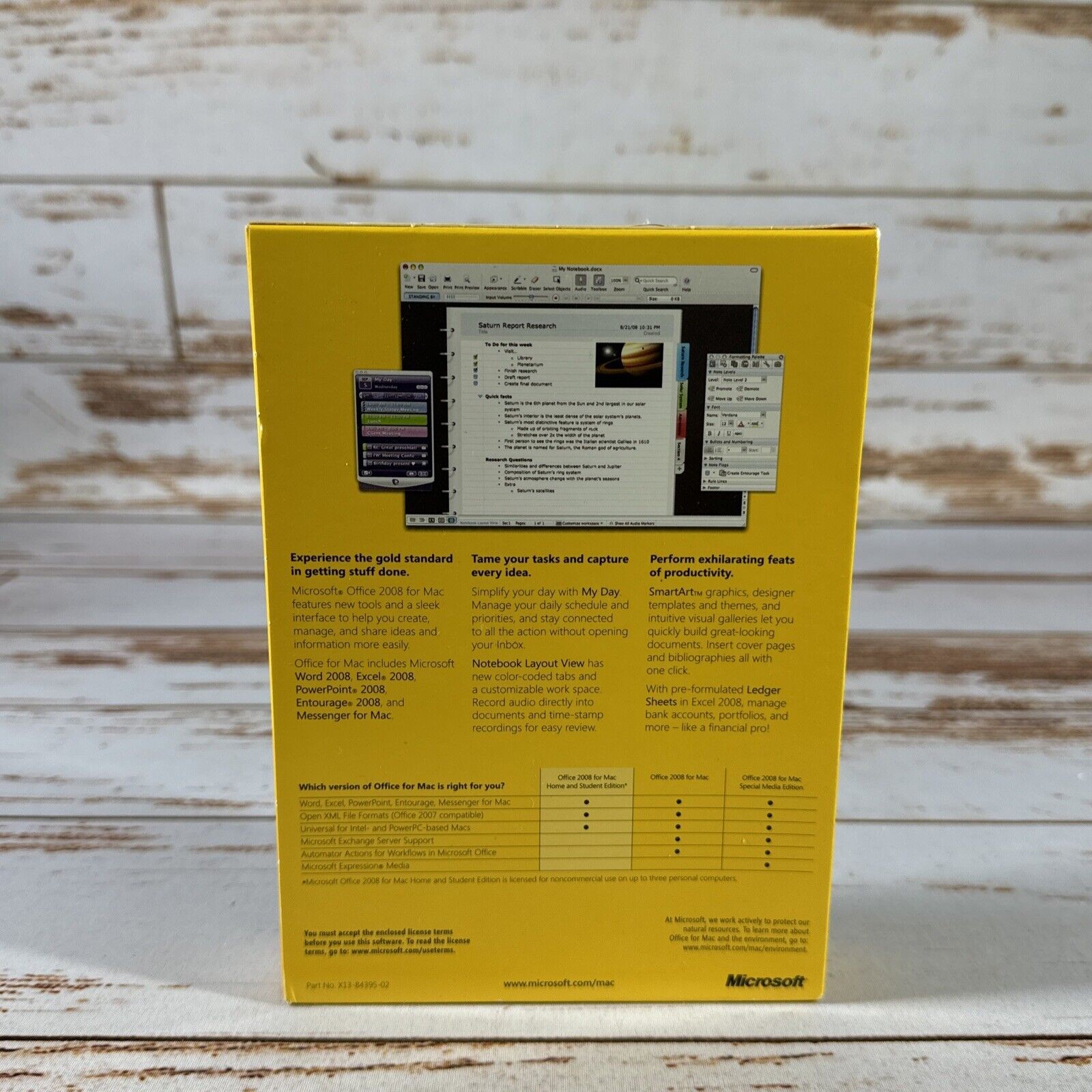 Microsoft Office Mac Home & Student 2008 Part# GZA-00006 with 3 Product Keys