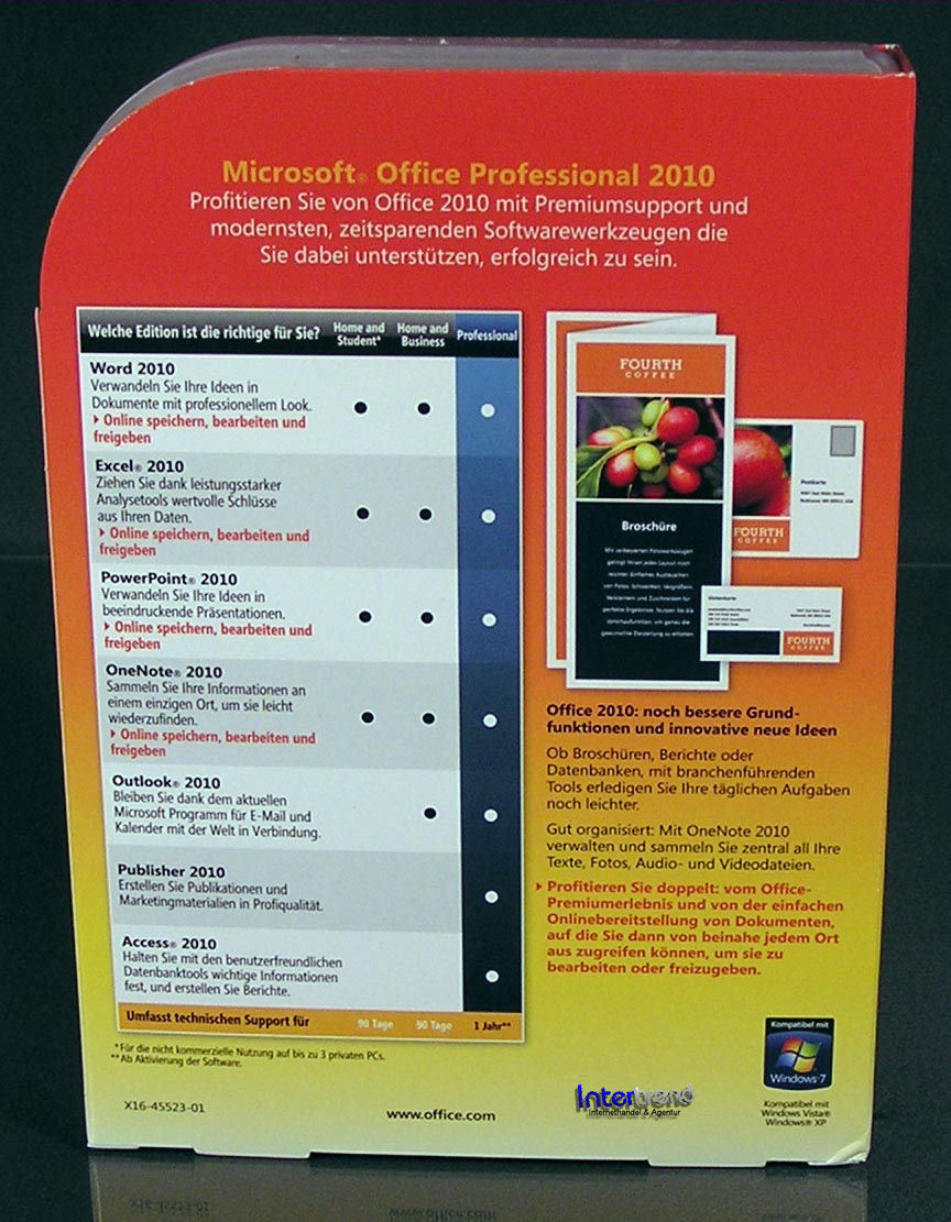 Microsoft Office Professional 2010 Full Version Box + CD German Second Use Original Packaging