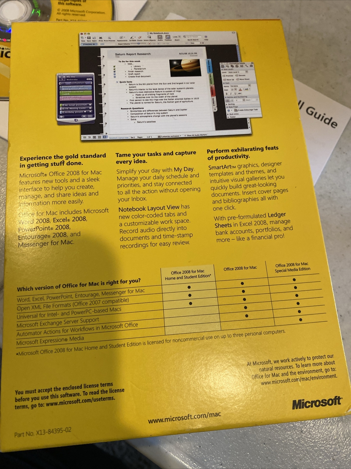 Microsoft Office 2008 Home & Student Edition for Mac w/ 3 Product Keys