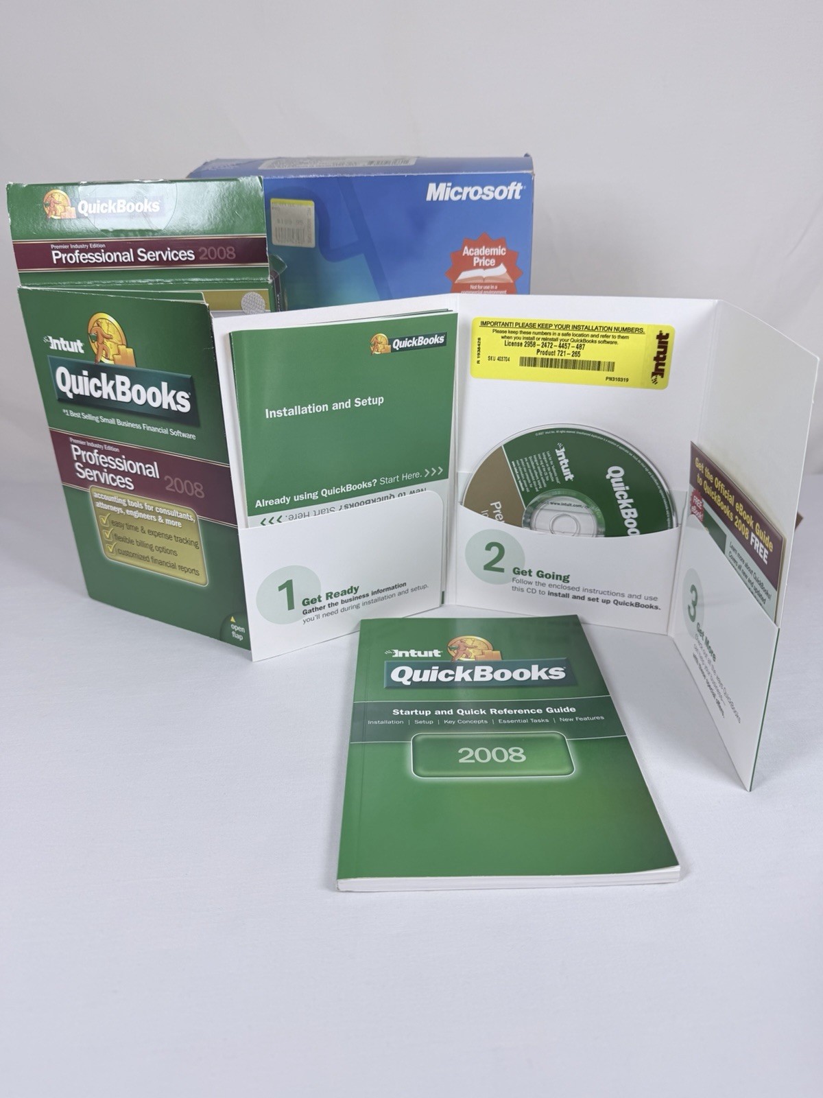 Microsoft Office XP Professional & QuickBooks Professional 2008 Software Lot