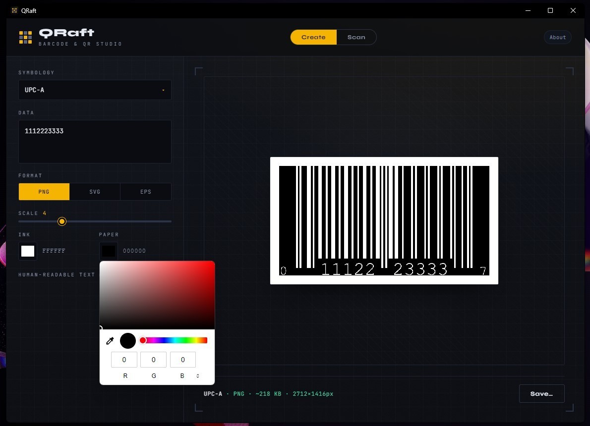 QRaft | QR Code & Barcode Generator | Windows Mac Linux | MANY Formats | LATEST