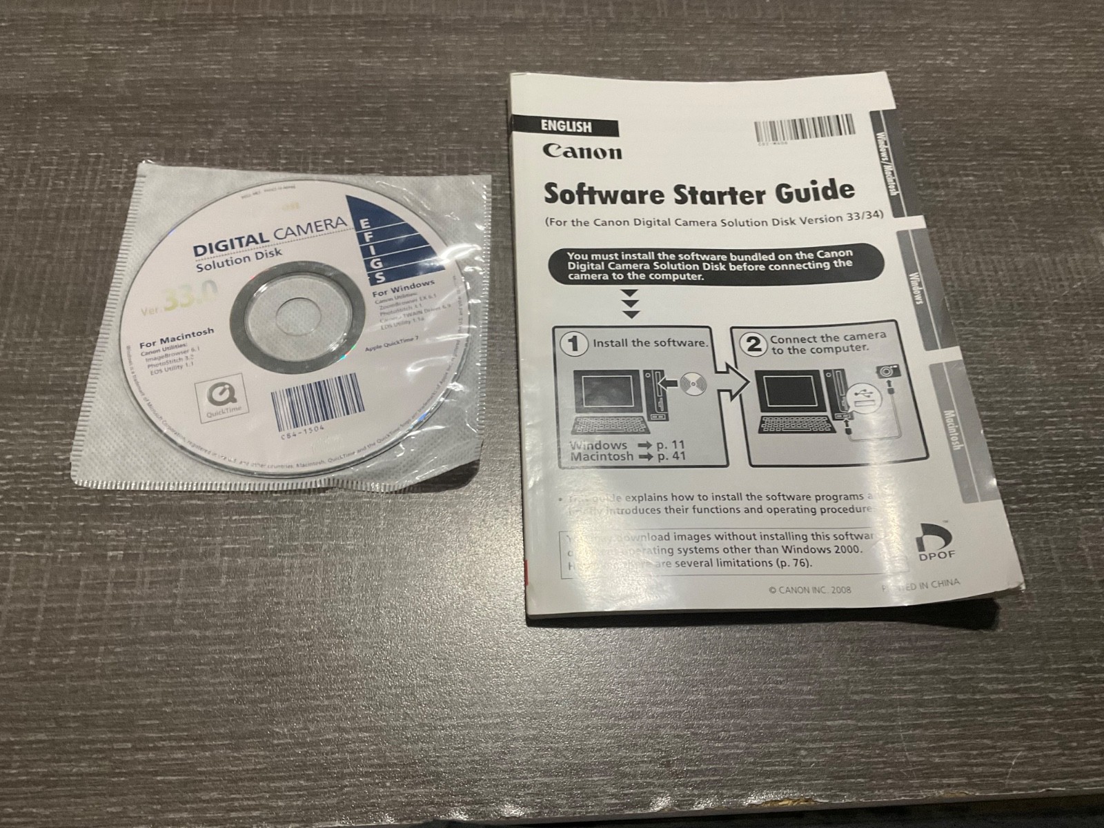 Canon Digital Camera Solution Software Disk Ver. 33.0 For Macintosh/Windows NEW