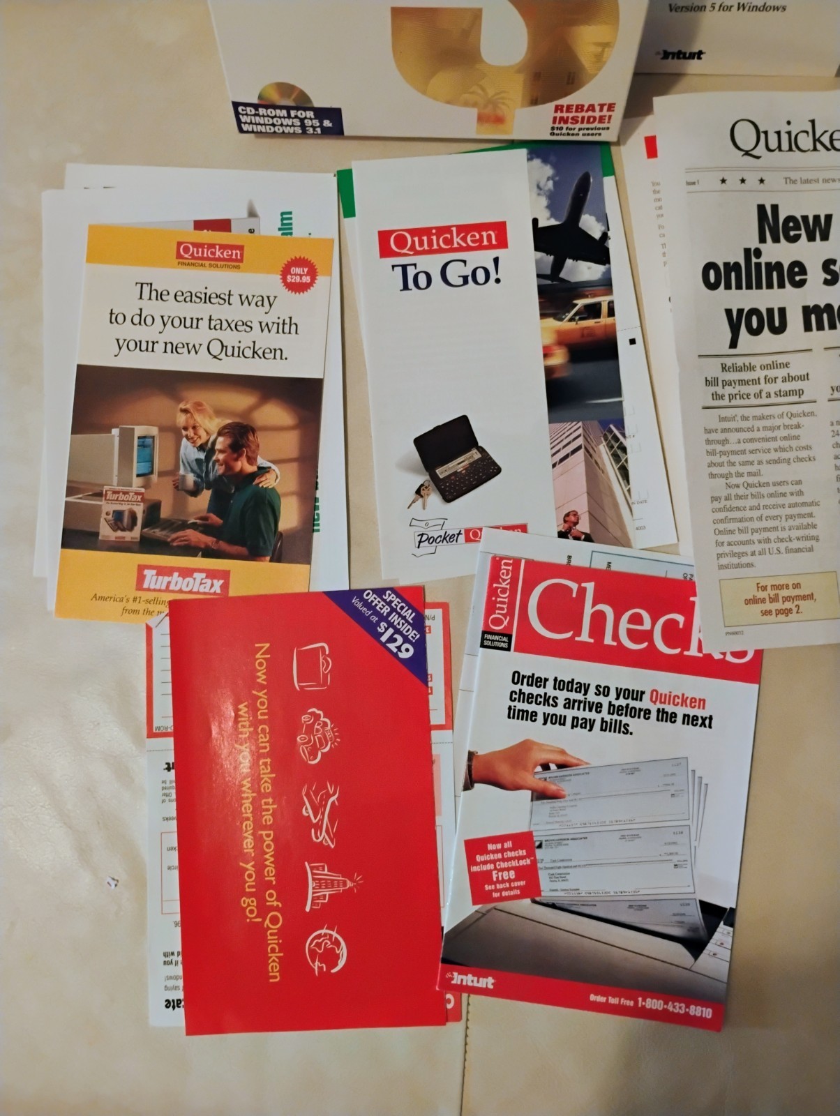 open box Vintage Quicken Deluxe for Window 95 cd-rom Intuit 1994