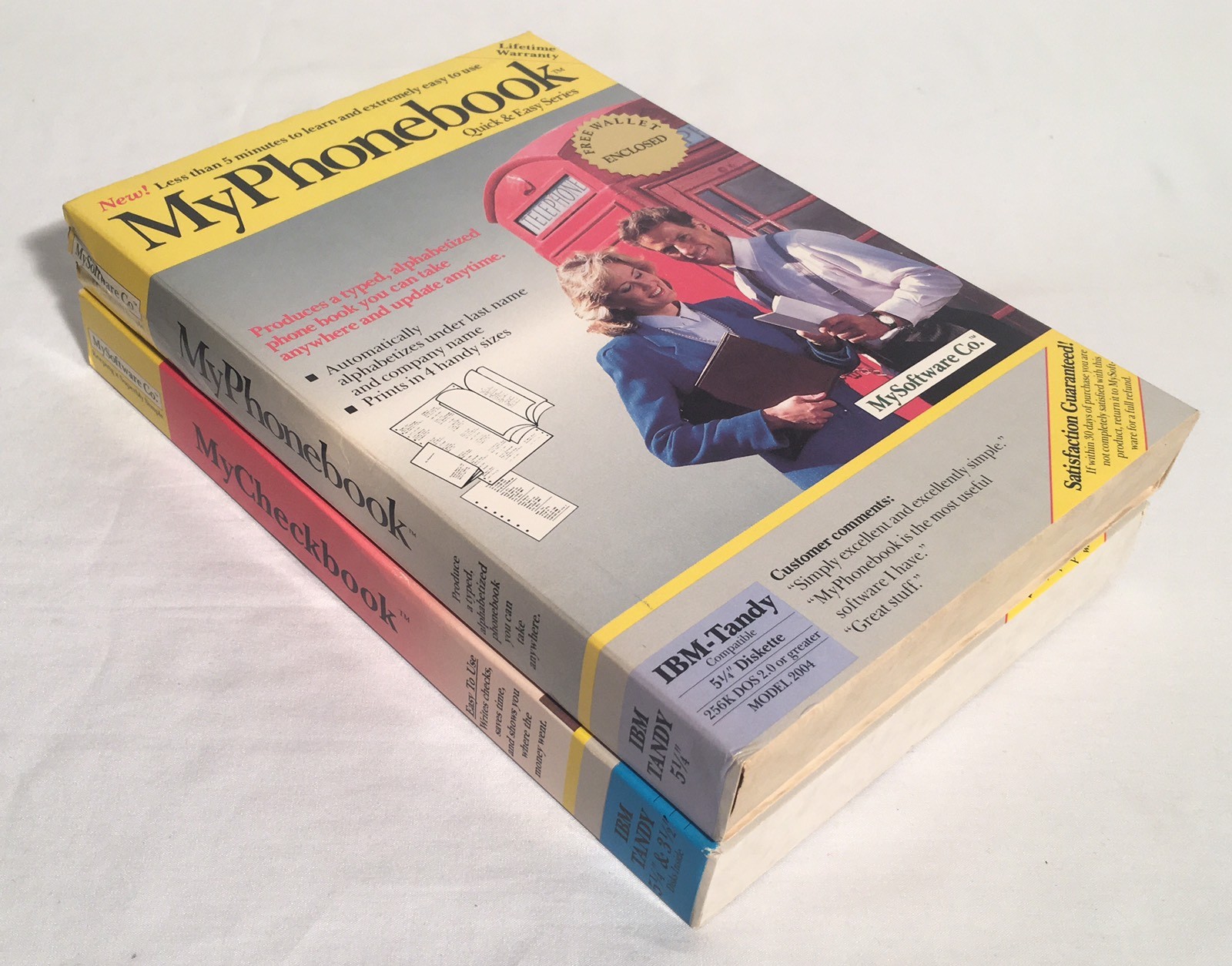 Lot Of (2) MySoftware Co. VINTAGE SOFTWARE In Box MyPhoneBook MyCheckBook 5.25″
