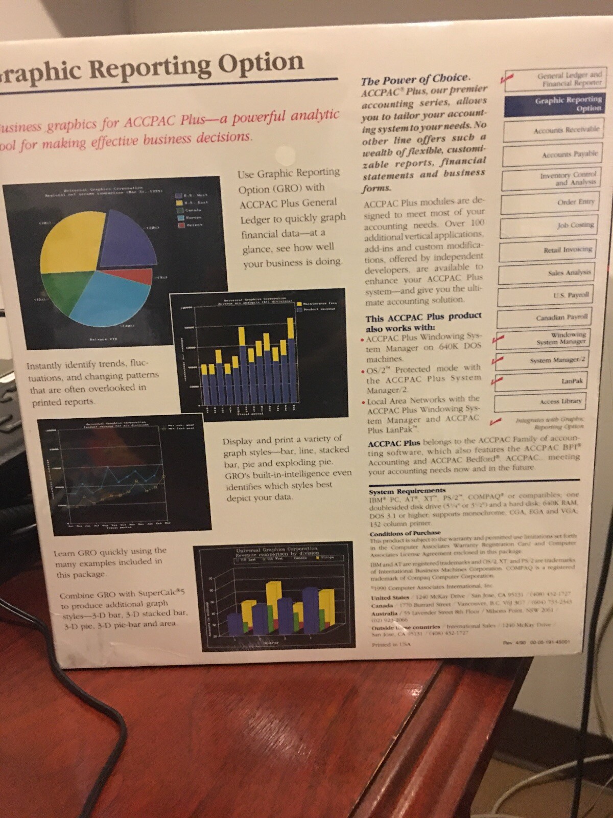 Accpac Plus Accounting Companion Product. GRAPHIC REPORTING OPTION. Shrink Wrap