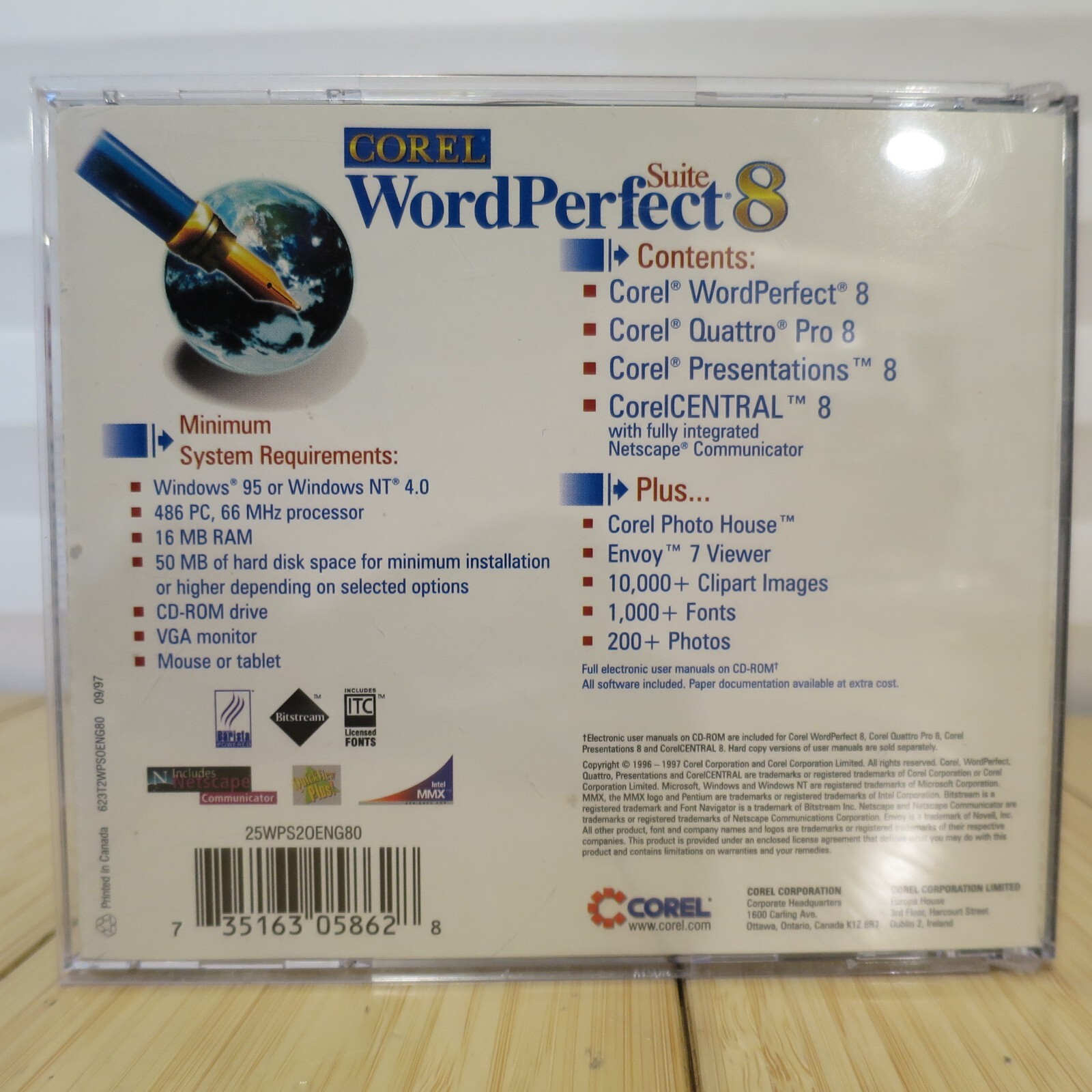 Corel WordPerfect Suite 8 CD-ROM PC for Windows 95 and NT