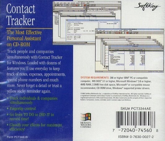 Contact Tracker (PC-CD, 1995) for Windows & DOS – NEW CD in SLEEVE