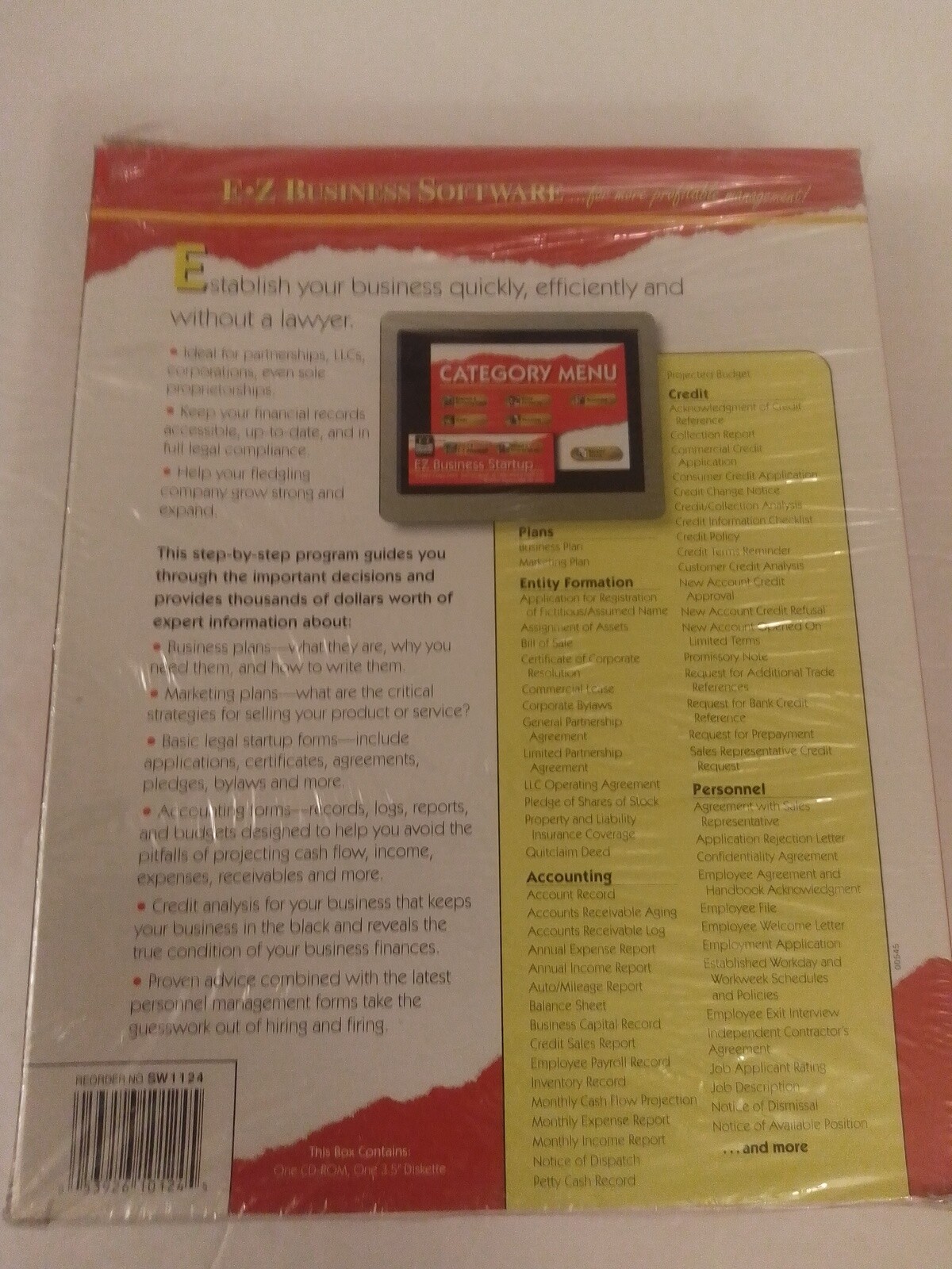 EZ Legal SW1124 E-Z Business Start-up Software CD-ROM / 3.5″ Floppy LN