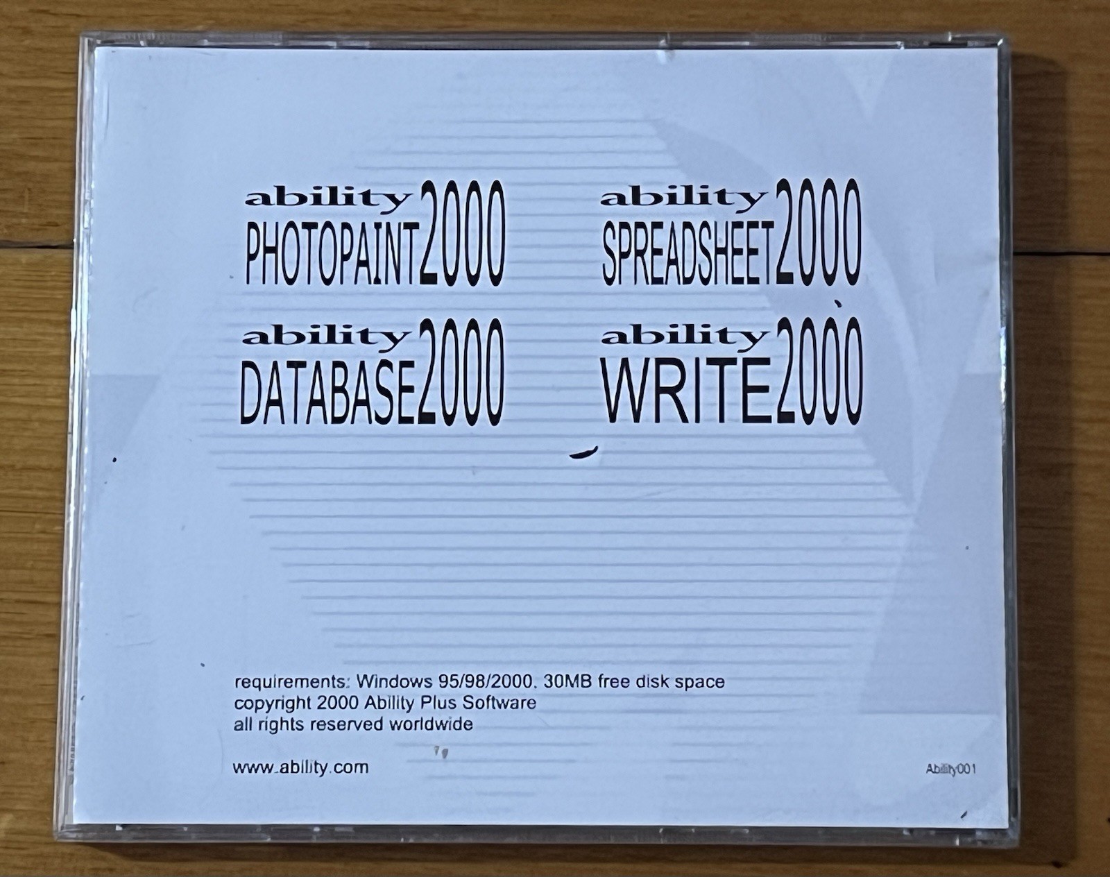 Ability Office 2000 PC CD ROM Computer Software For Windows 95, 98 & 2000
