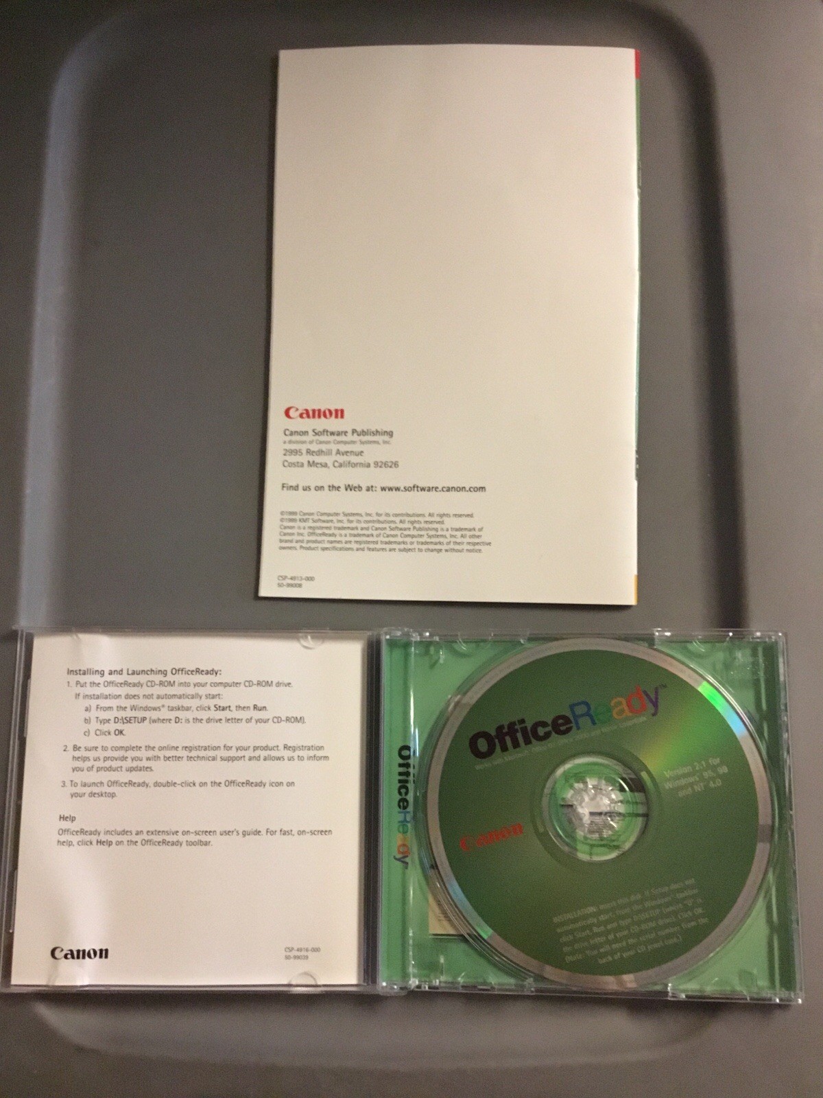 Canon Office Ready Version 2 for Windows 95, 98 & NT 4.0 CD & User’s Guide