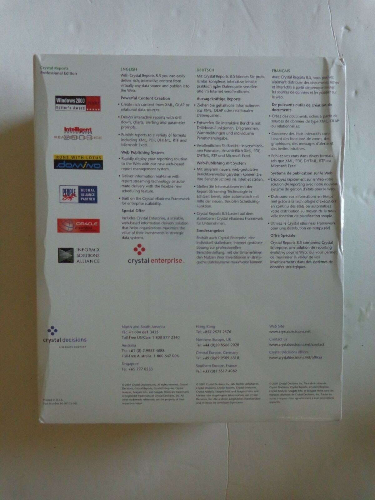 Crystal Reports 8.5 Professional For Windows (New Factory Sealed Retail Box)