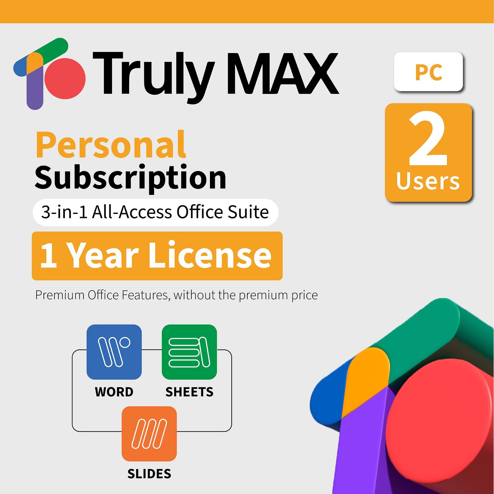 TrulyOffice Truly Max Personal License for Windows | 1-year Subscription | 3 …
