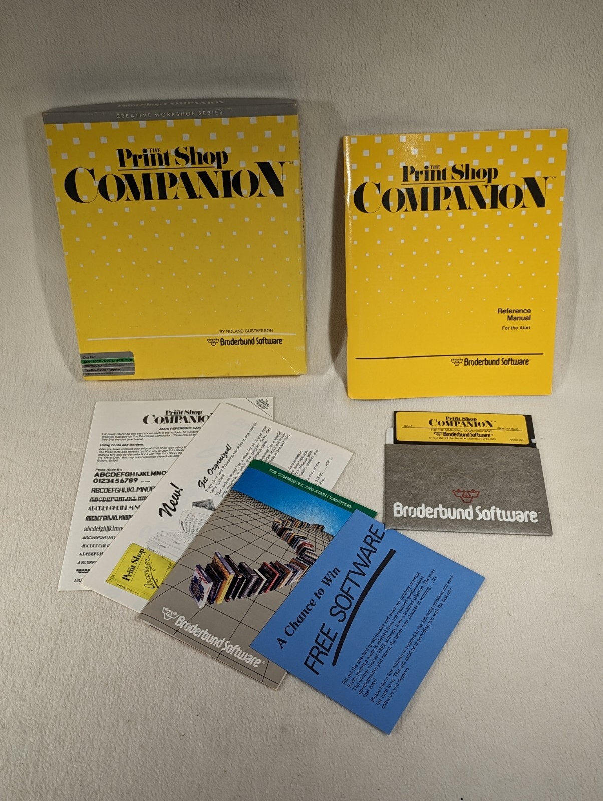 Vtg The Print Shop Companion Atari 800XL 1200XL 130XE 65XE 5.25″ Floppy Big Box