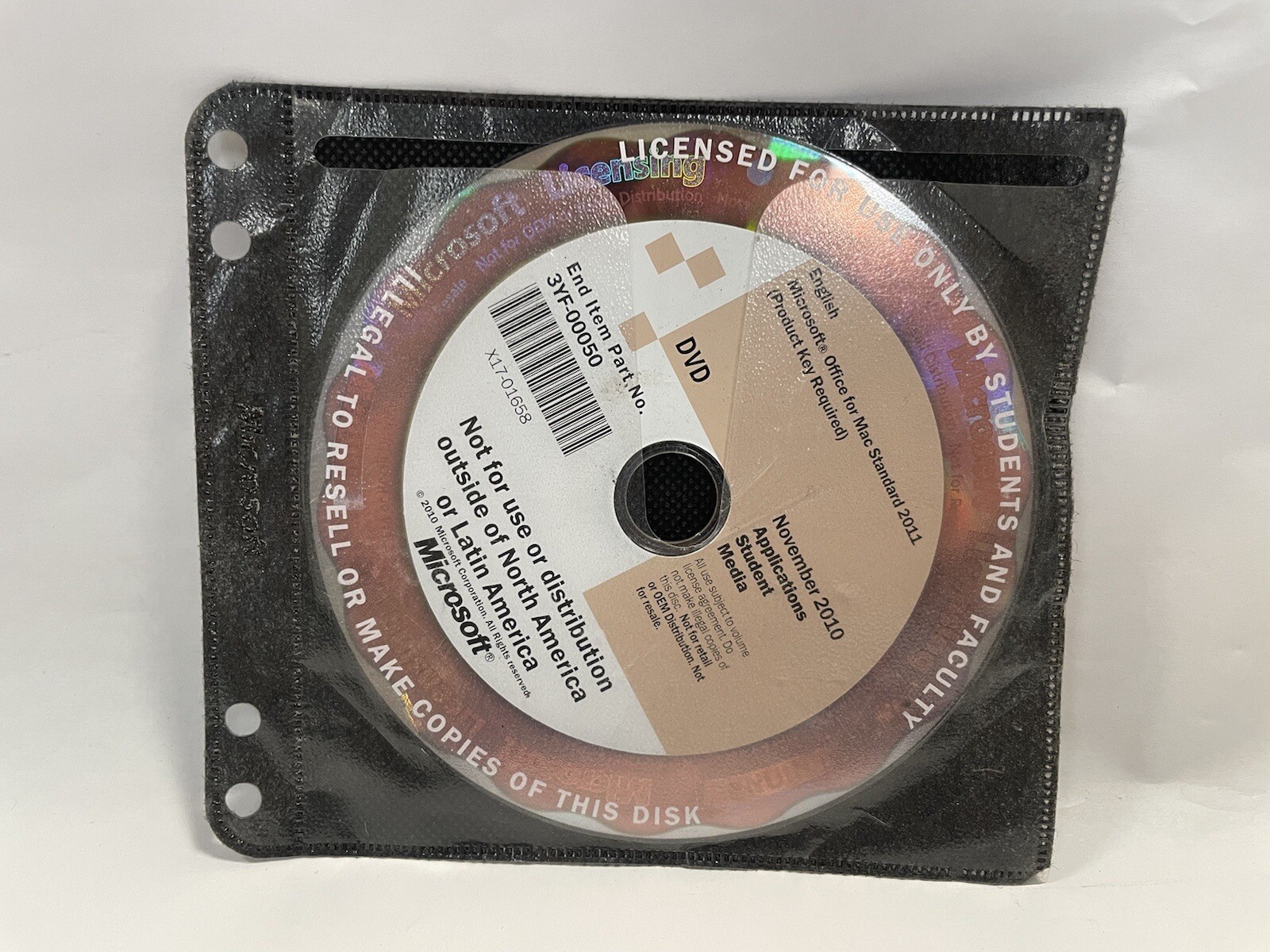 Microsoft Office Communicator For Mac Standard 2011 3YF-00050 DISC ONLY W/ Key