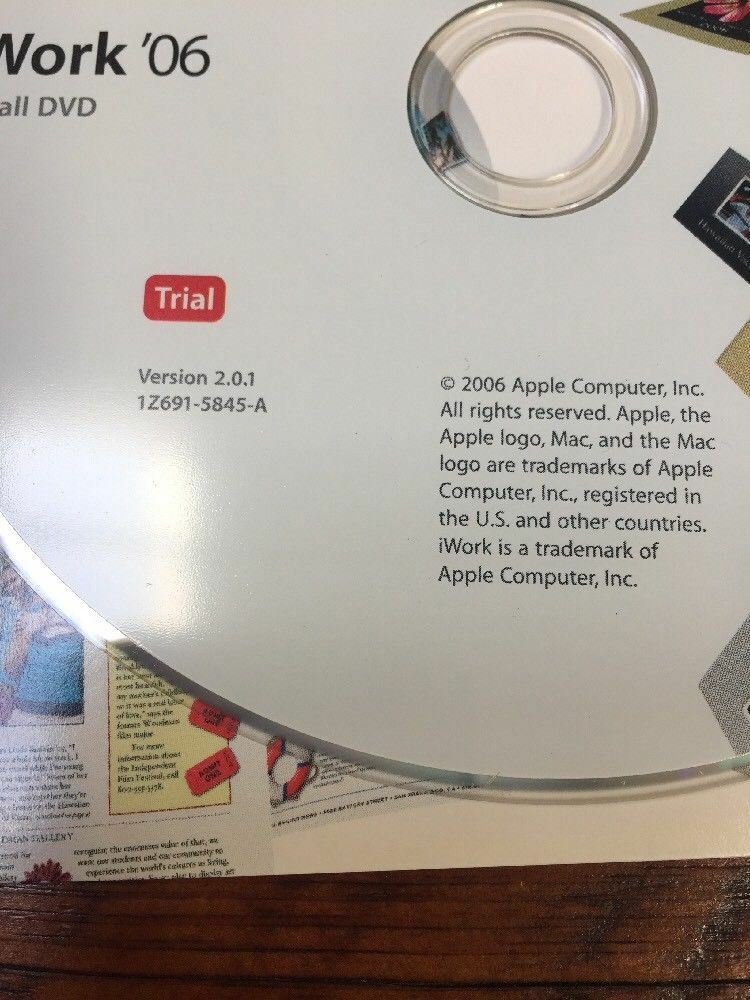 Macintosh iWork 06 v2.0.1 Pages Keynote Mac Install Software Disc DVD 2006