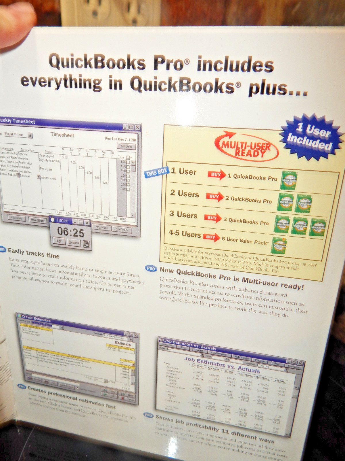 Quickbooks Pro 1998 Version 6.0 Windows 95/98 Quicken Software