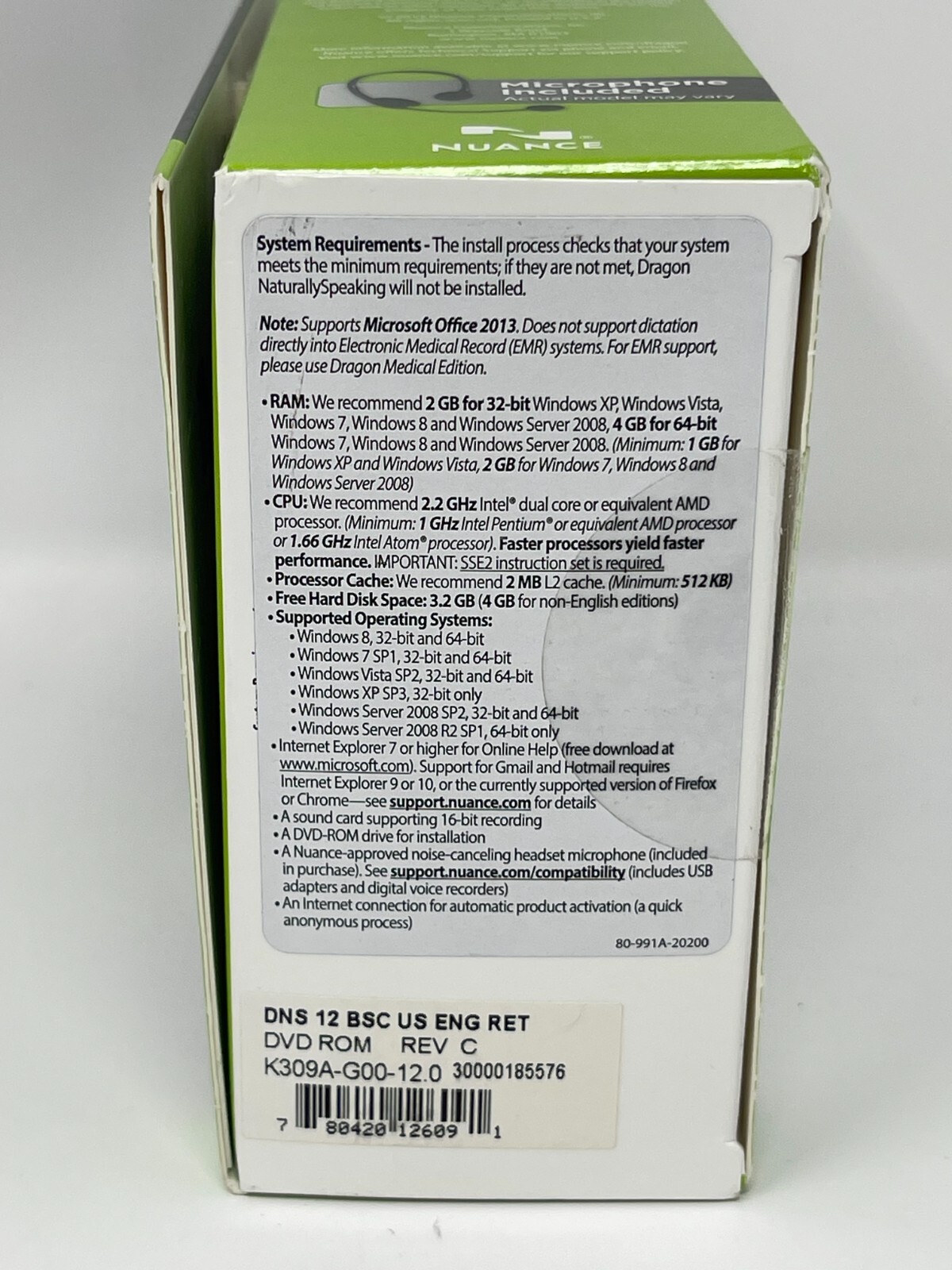 Nuance Dragon NaturallySpeaking 12 Basic Speech Recognition Software App Windows