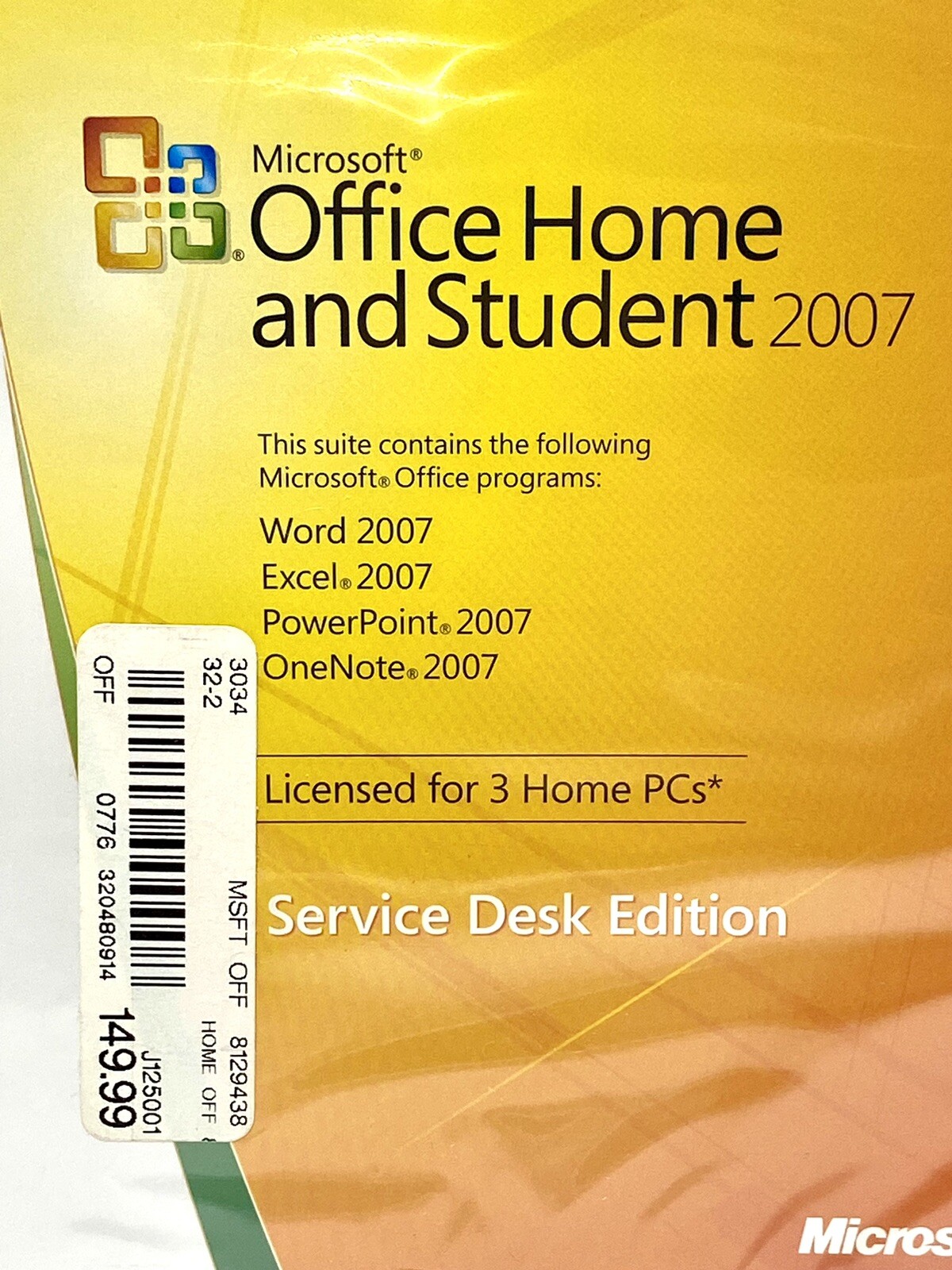 Microsoft Office Home And Student 2007- Service Desk Edition NEW SEALED! 3 PC’s!