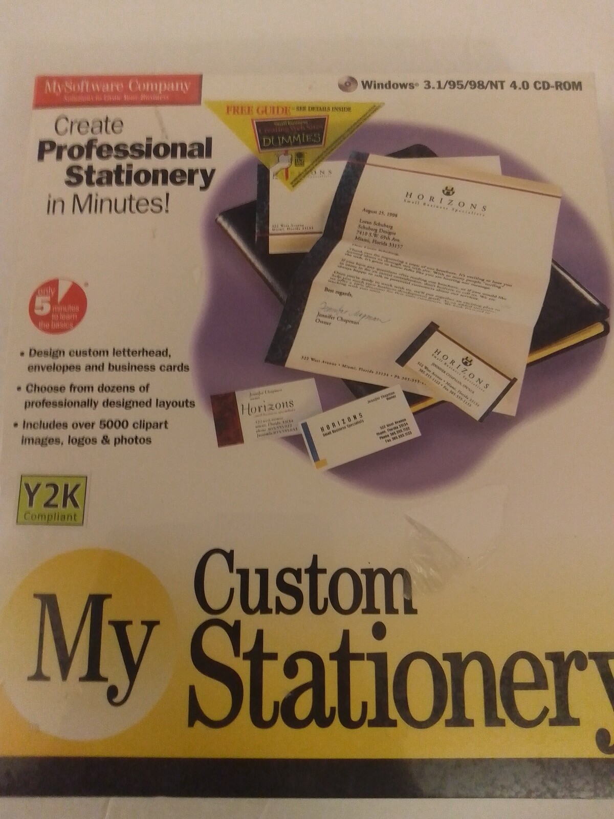 My Custom Stationery CD-ROM For Windows 3.1 to XP Brand New Factory Sealed
