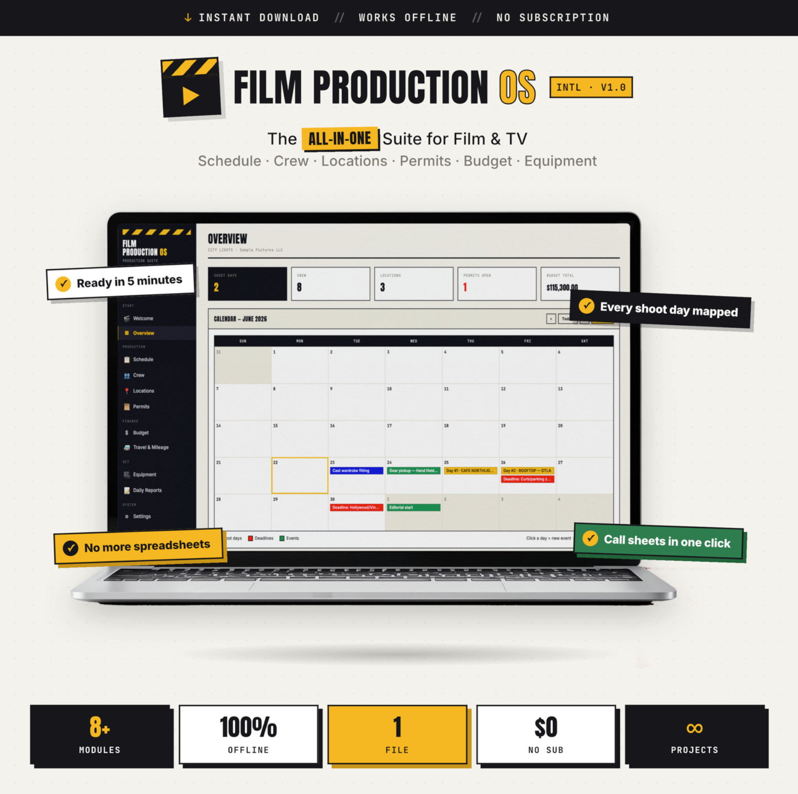 Video Production Software (English) | Crew Management, Shooting Schedule, Budg
