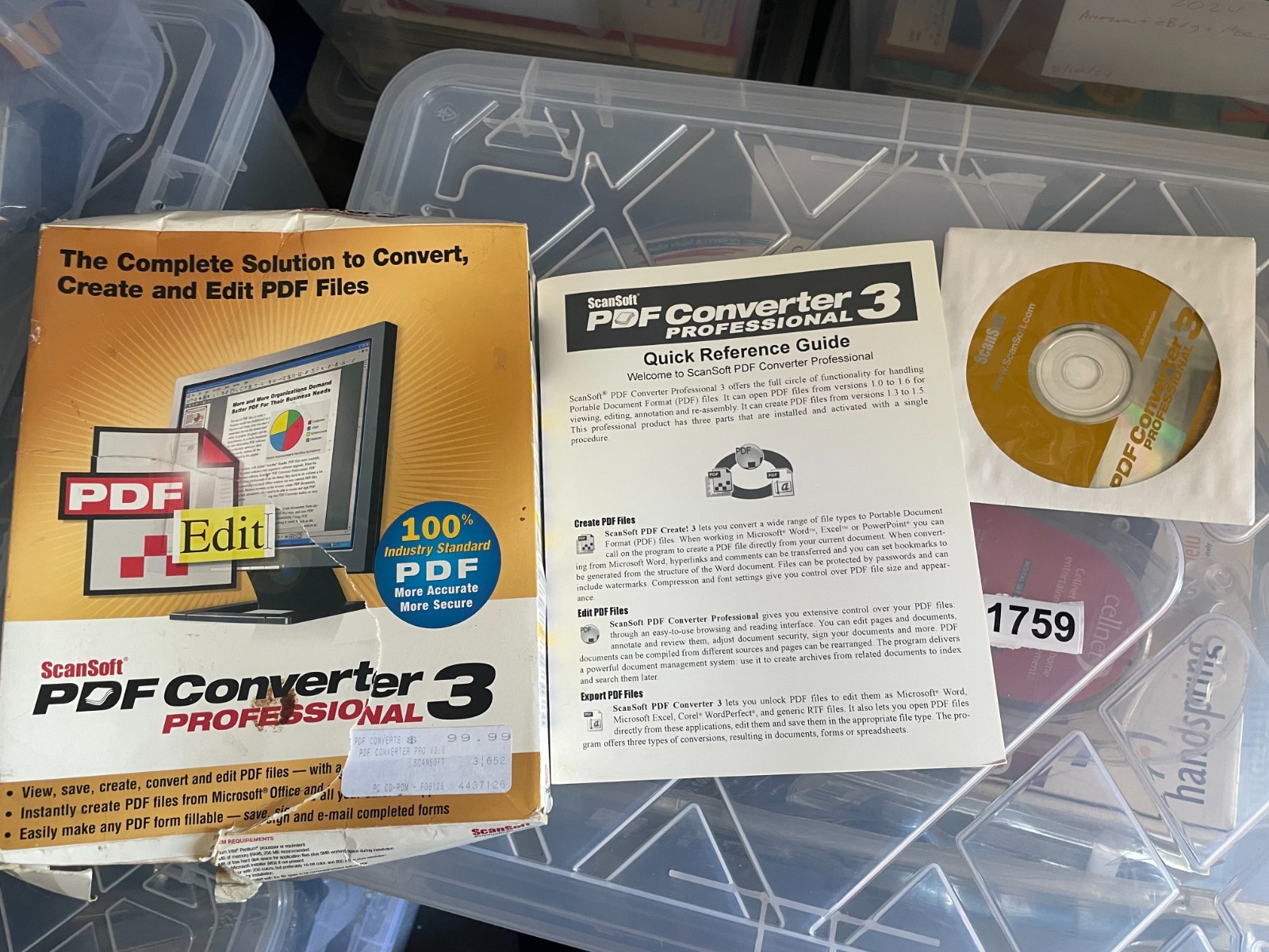 Scansoft/Nuance PDF Converter Professional 3 in Box with Key – REF 1759