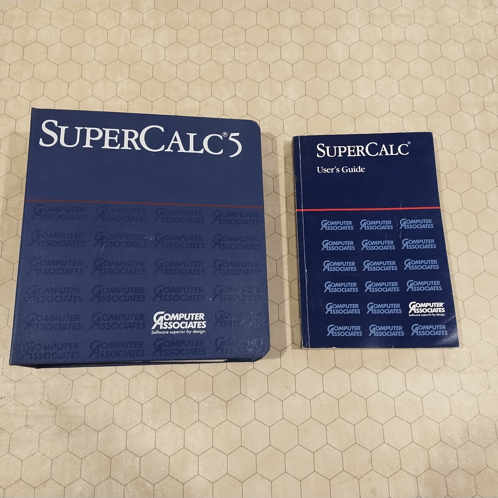 SuperCalc Version 5.0, Computer Associates, 1988, box, guides and 3.5″ disks