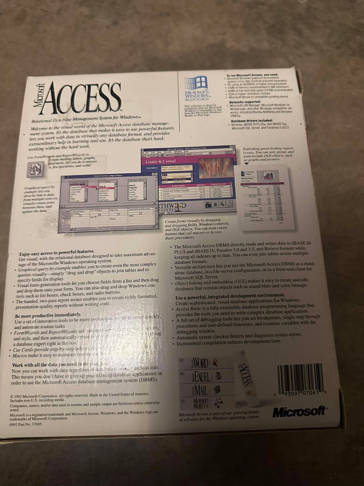 Microsoft Access Database Management System Widows 3.1 – Vintage