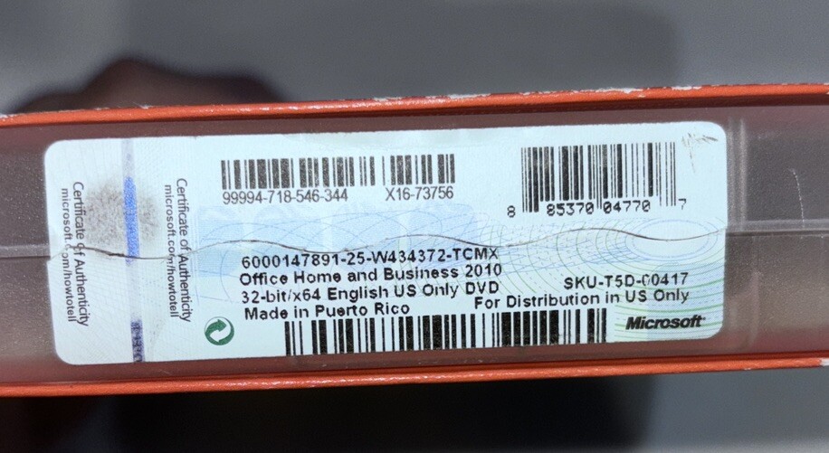 Microsoft Office Home and Business 2010, SKU T5D-00417, Retail Box, Full Version