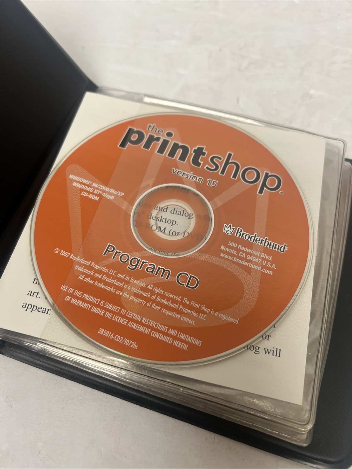 Vintage 2002 Broderbund The Printshop Version 15 Disks P/N 385016-CD2