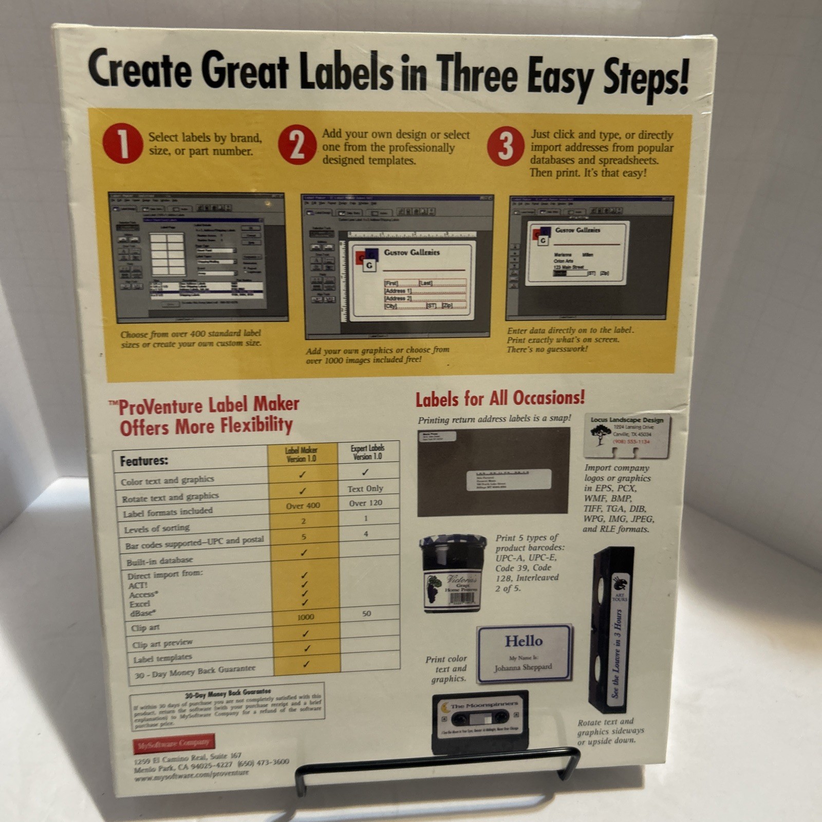 Vtg ProVenture ® Label Maker For Windows 3.1 & 95 – On 3.5 Floppies © 1998 – Ne