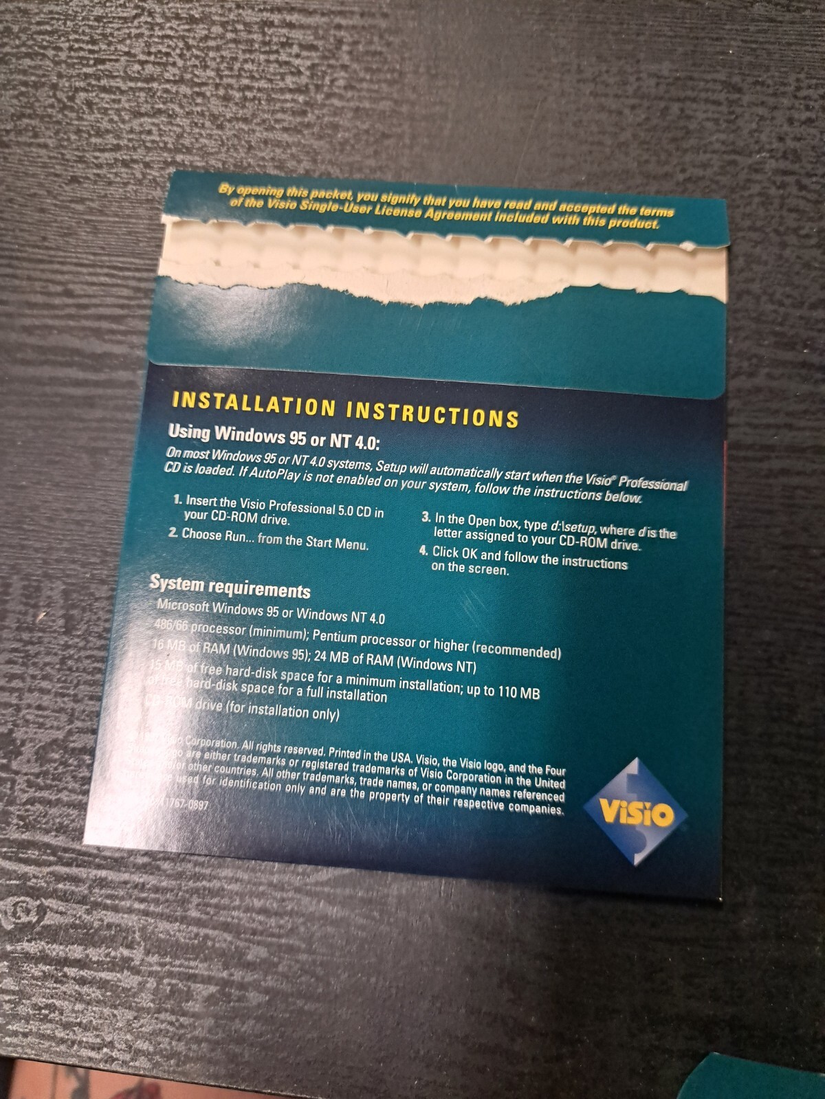 Visio Professional 5.0 Software Instruction User Manuals Academic Version VTG